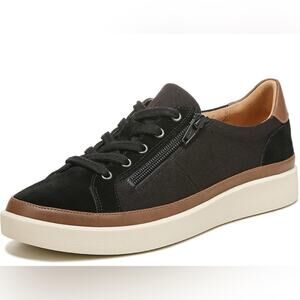 Vionic Mayra Suede Canvas Lace Up Casual Sneakers Black